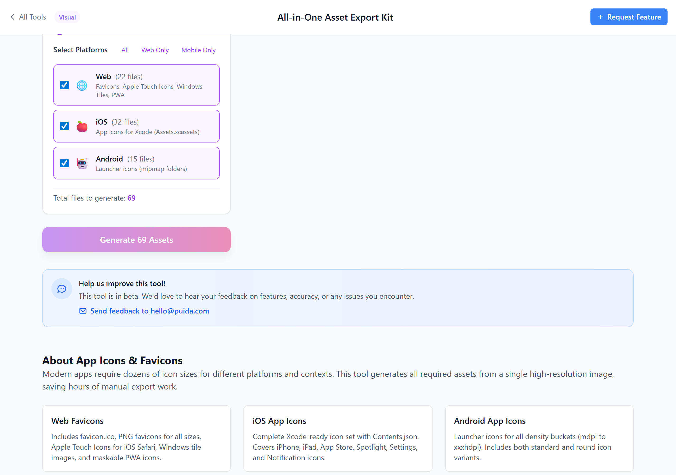 Android icon outputs for multiple densities and splash images