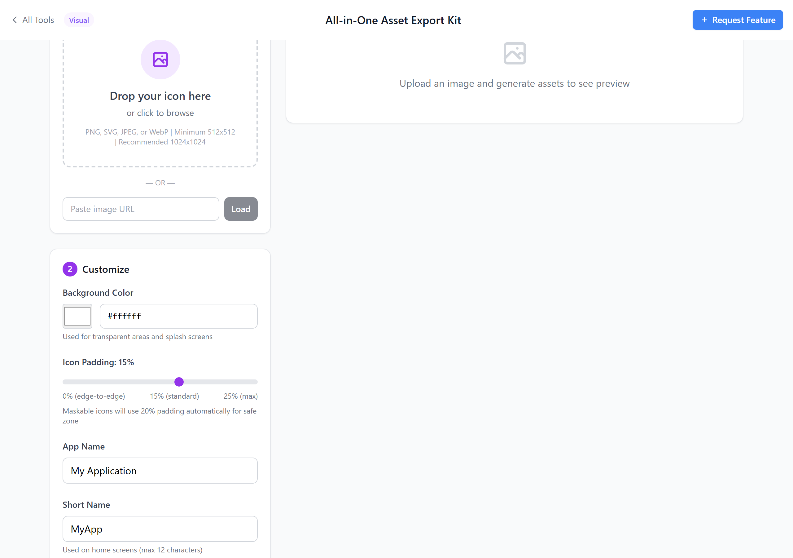 Preview grid showing web favicons and generated configuration files