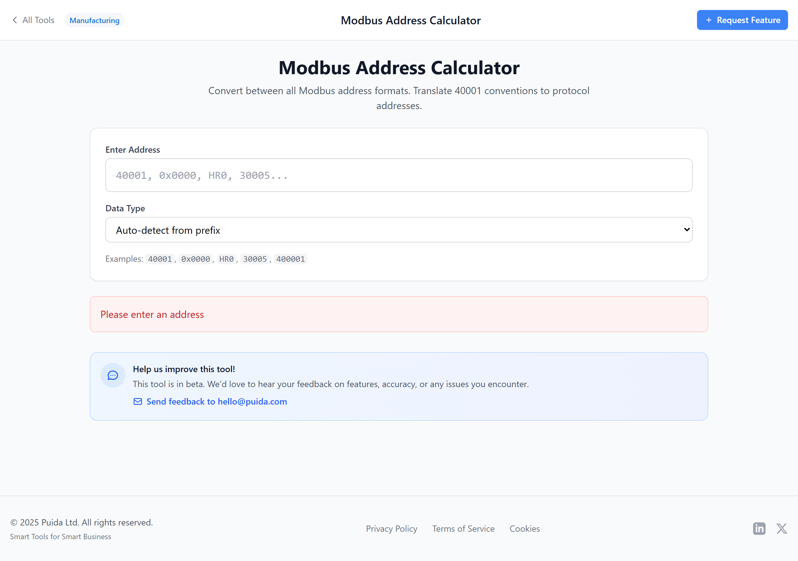 Address conversion results for multiple Modbus formats